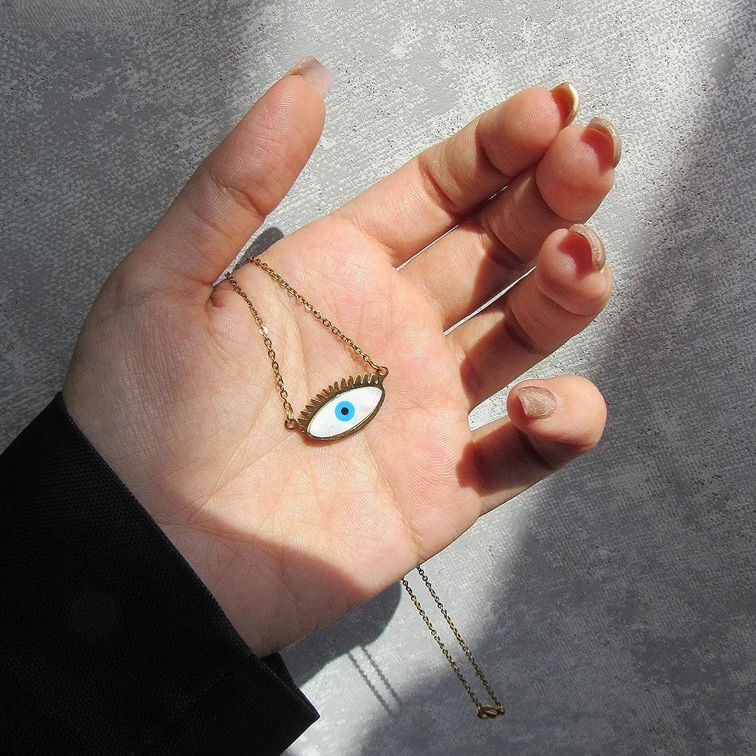 گردنبند چشم نظر نگیندار – یلدا بازار گردنبند چشم نظر با نگین مرکزی آبی – یلدا بازار