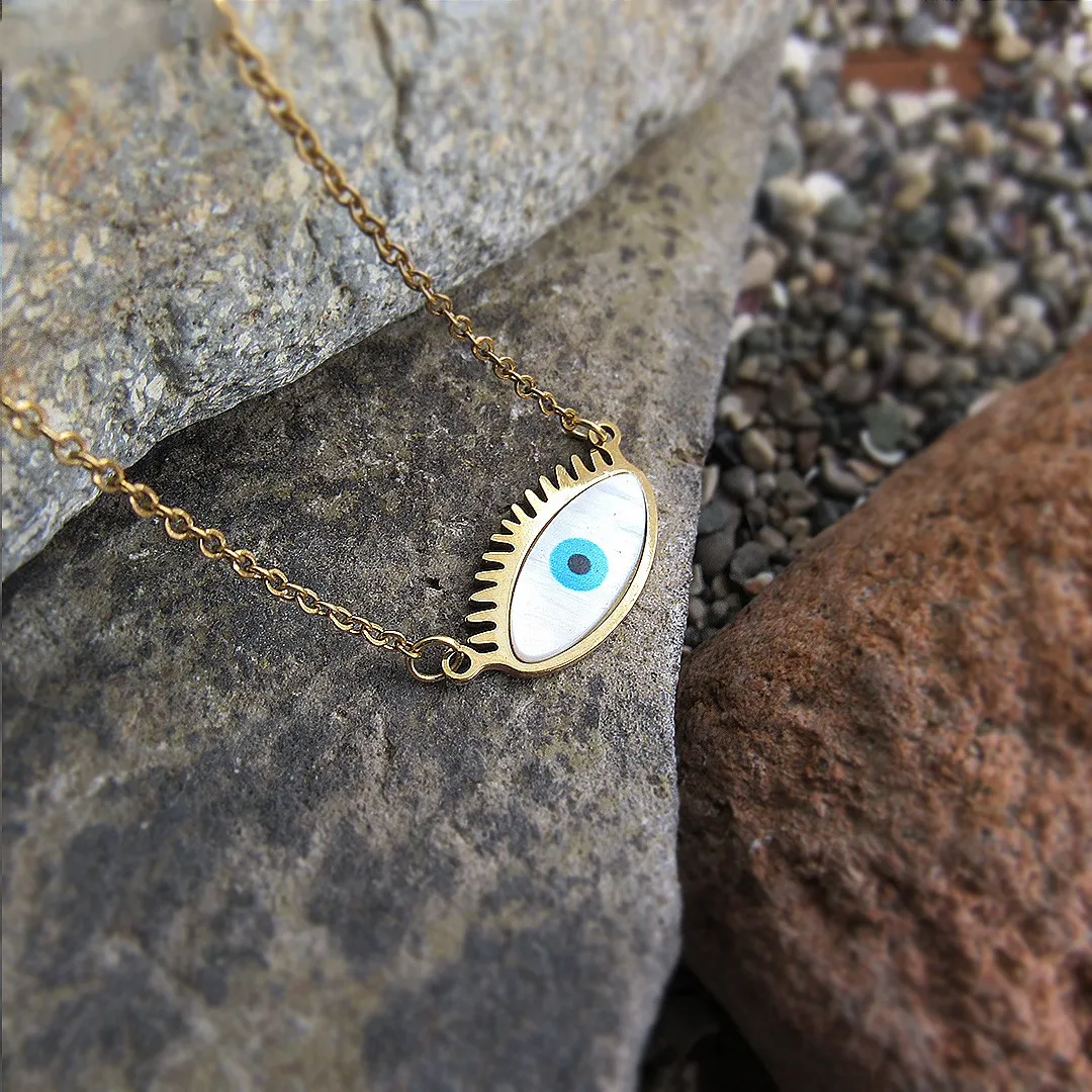 گردنبند چشم نظر آبی شیک – یلدا بازار گردنبند چشم نظر آبی با زنجیر طلایی – یلدا بازار