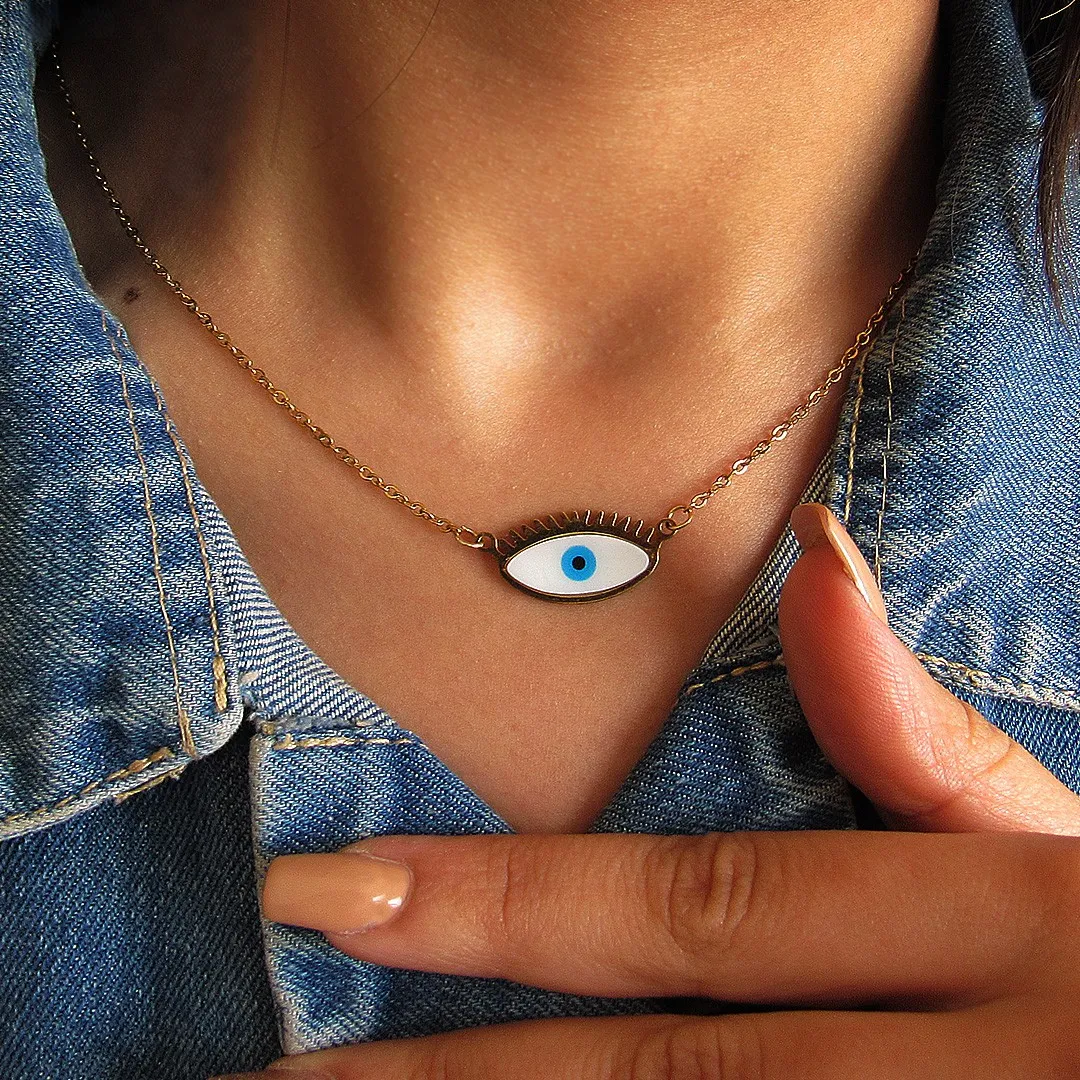 گردنبند چشم نظر استیل طلایی – یلدا بازار گردنبند چشم نظر با زنجیر استیل طلایی – یلدا بازار