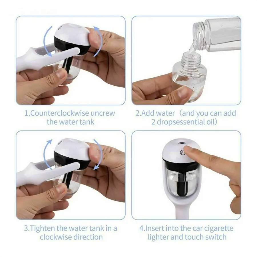 دستگاه بخور سرد فندکی خودرو در شب