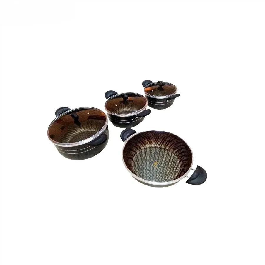 نمای زاویه‌دار سرویس قابلمه و تابه لانه زنبوری هلنا